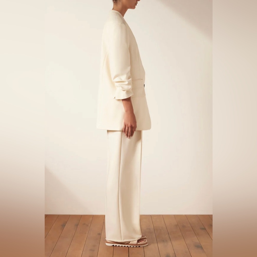 SHONA JOY Irene Collarless Oversized Blazer in Cream Sz 2 - Picture 3 of 16